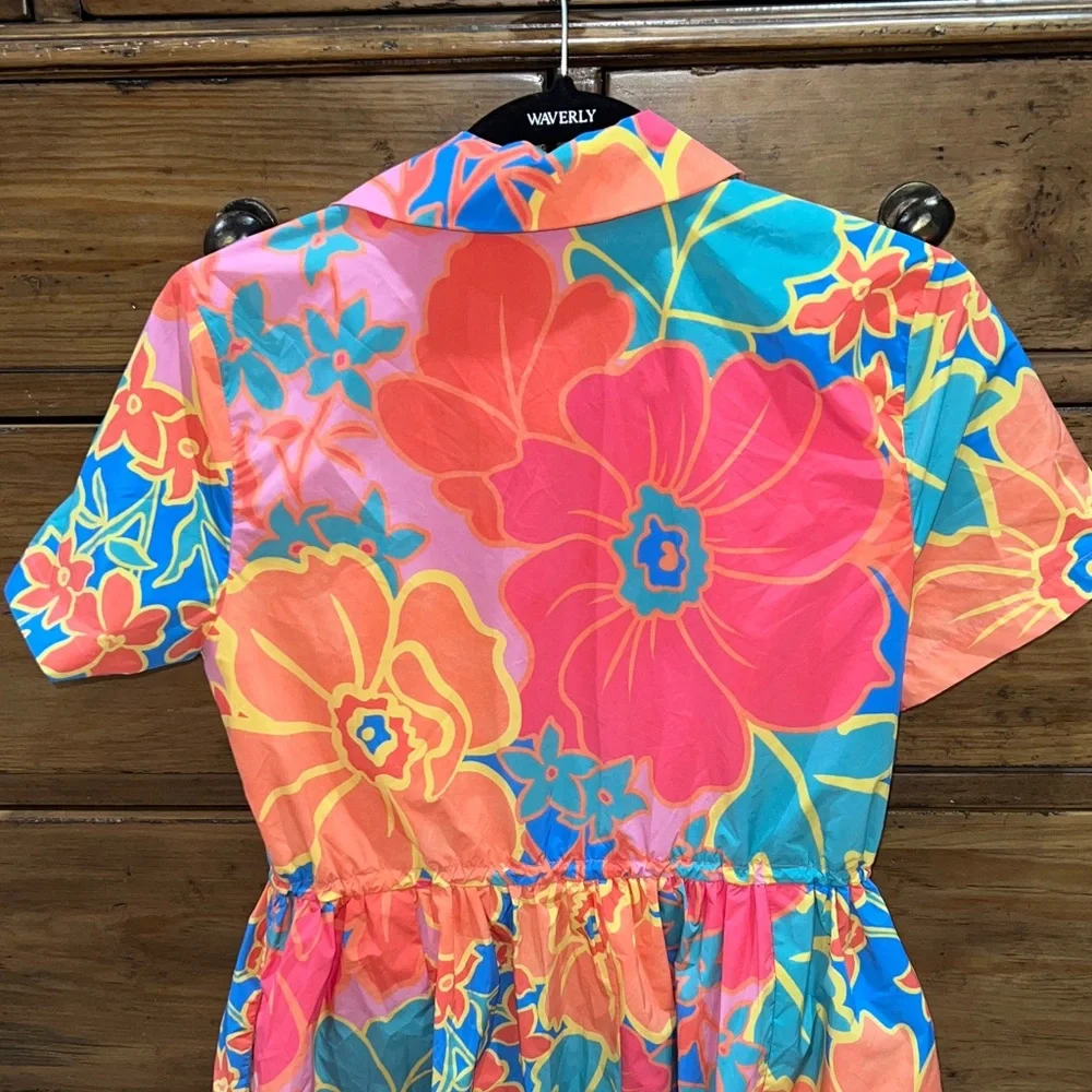 KARLIE Large Floral Weekend Cinch Waist Dress Size M -Super flattering and cute! - Picture 8 of 15